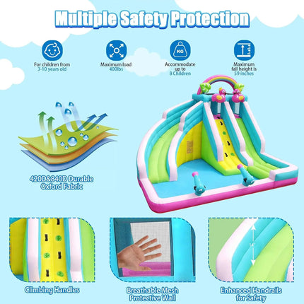 SkyBounce Inflatable Bounce House Water Slide 6 in 1 Blow Up Water Park Water Slides Splash Pool Blower Waterslide Backyard