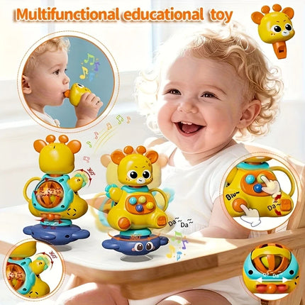 Interactive Giraffe Toy with Suction Cup, 360° Rotation ，ABS - Motor Skills Development Toy  (Christmas/Halloween Gift)
