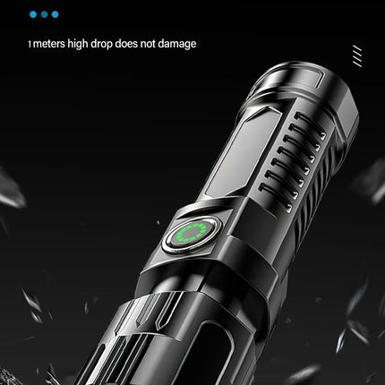 Rechargeable Zoom LED Flashlight Handheld Torch with 3 Modes Waterproof High Power Light Hand Lamp For Working Outdoor Camping