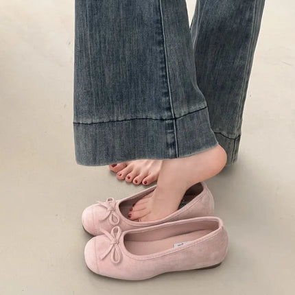 Spring Autumn Internal Elevation Women Mary Jane Shoes Ladies Outdoor Comfort Slip On Women's Butterfly-knot Ballet Shoes