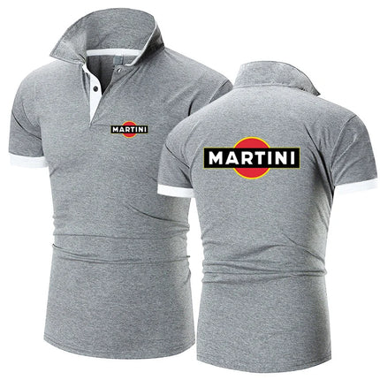 New Summer Martini Racings Men's Business Button Lapel Polo Shirt Printing Short Sleeve Casual Fashion Slim Fit Tops