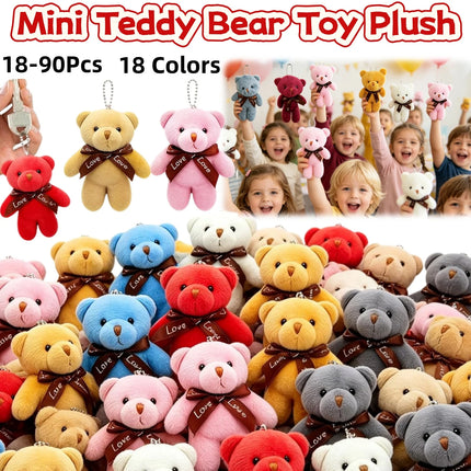 18-90Pcs Mini Teddy Bear Toy Plush Stuffed Bear Doll for Keychain Craft DIY Accessory Birthday Gifts Party Favors Supplies 4.7in