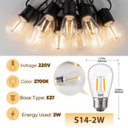 S14 Clear 2W / EU Plug / China Mainland|10M 10Bulb