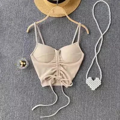 Strapless Western Style Skinny Tanks Camis for Women Summer Casual Solid Colours Female Corset Crop Tube Tops with Built In Bras