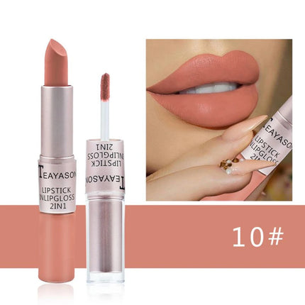 Double-Ended Velvet Matte Lipstick with Long-Lasting Effect, Brightening and Complexion-Enhancing Lipstick Pen for Autumn and Winter, Non-Transfer Matte, Valentine's Day Gift Lipstick