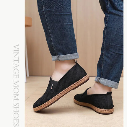 2025 Summer Men's Old Beijing Net Mesh Slip-on Casual Shoes Comfortable and Breathable Anti-slip Outsole Free Men's Shoes