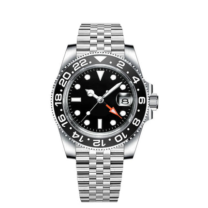 40MM Custom Logo New Men Quart Wristwatch Jubilee Stainless Quartz GMT Watch Sapphire Glass Men Watches Waterproof Luminous