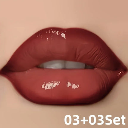 Lip Gloss + Lip Liner Set 2PCS, 3D Precision Lip Contour, Hydrating High Shine, Waterproof Longwear, Gift for Women