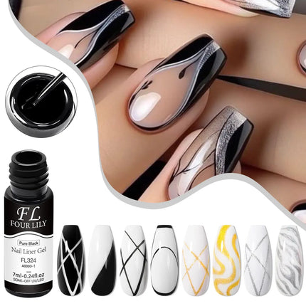 1/2pcs Nail Liner Gel Polish Kit Black White Gold Silver DIY Nail Supplies French Nails Design UV/LED Drawing Painting Gel Glue