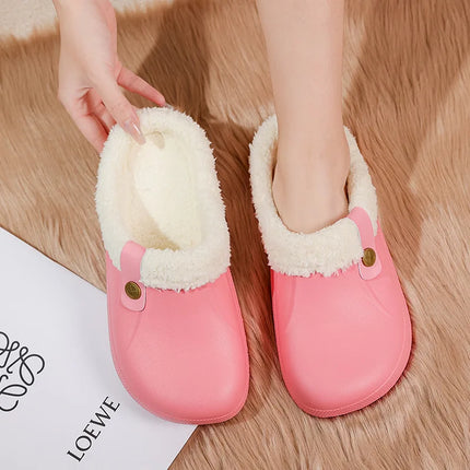 KANCOOL Fur Lined Clogs Shoes For Women Men Winter Indoor Outdoor Waterproof Plush Slippers Cozy Warm House Slippers Garden Shoe