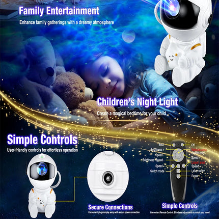 Astronaut Galaxy Projector, Star Projectors with Timer and Remote, Night Light LED Nebula Lamp for Kids Adults, Room Decor Gift