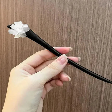 Handmade Hanfu Flower Hairpins Sticks with Tassel Vintage Wood Hair Stick Pins for Women Hair Styling Tools Jewelry Accessories