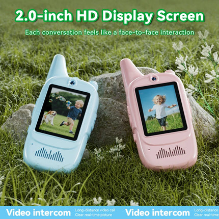 Christmas 2pcs Video Walkie Talkie Video Intercom HD Rechargeable Voice Fonts One-Click Call Cartoon Voice Changer Gift for Kids