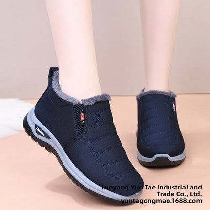 Winter New Fleece Lined Anti-slip Soft Bottom Women's Short Boots Thick Warm Cotton Shoes round Toe Casual Style Comfortable
