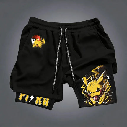 Oversized Pokémon Gengar 2026 Summer Harajuku Anime Printed Y2K Hip Hop Sports Quick Drying Breathable Double Layer Shorts