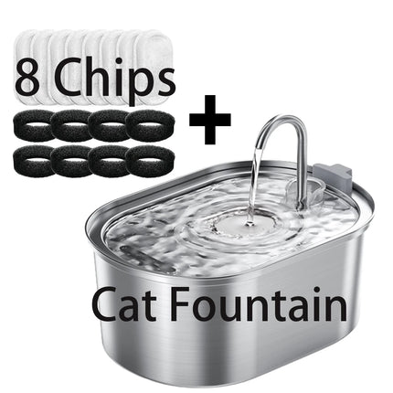 3.2L/108oz automatic cat water fountain, stainless steel pet water fountain, USB powered cat fountain, multi-filtered dog water
