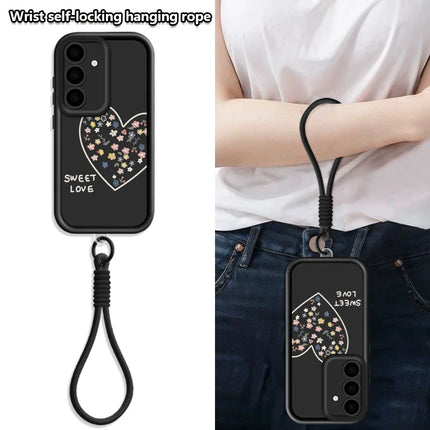 Sweet Love Hearts Lanyard Phone Case For Samsung Galaxy S25 S24 FE S23 S22 Ultra S25 Edge A56 A16 A17 A26 A55 A15 A54 5G Cover