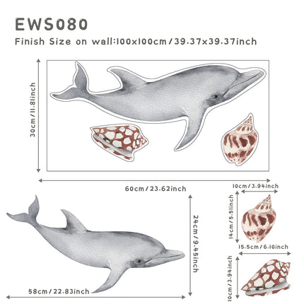 Kids Rooms Decoration Underwater World Theme Whale Dolphin Shell Sea Animals DIY Composable Decal Self Adhesive Wall Stickers