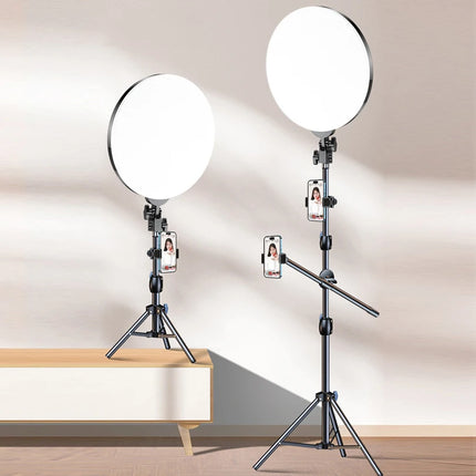 10inch LED Photography Fill Lighting , Tripod Stand Boom Arm Camera Photo Studio Circle Led Selfie Ring Light Phone Lamp Video