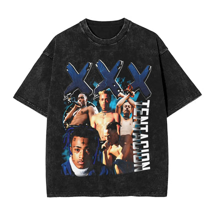 Hot Remembering XXXTentacion Graphic Print T-shirt Men Women Vintage Washed Cotton Summer New Tee Harajuku Fashion Oversized Top