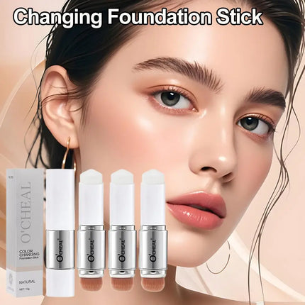 O'CHEAL Temperature Changing Foundation Stick Facial Coverage Blemishes Pores Double-Headed Face Matte Makeup Foundation Cream