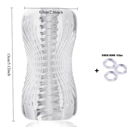 Manual Male Transparent Masturbator Cup Penis Stimulation Machine Vagina Blowjob  Adult Endurance Exercise Pocket Sex Toy 18+