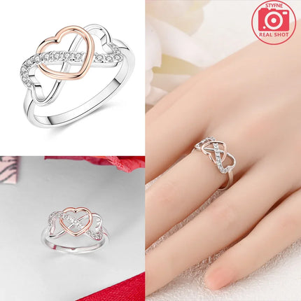 Original Romantic Heart-shaped White Zircon Shell Bowknot Rings 925 Sterling Silver  Women Jewelry Valentine's Day Birthday Gift
