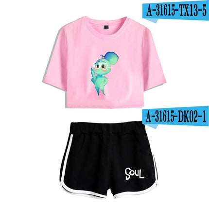 Youthful Movie Joe Gardner T-shirts shorts Pants Dew navel Sport Girls Short Sleeve Suits Sexy Girls Summer Two Pieces sets