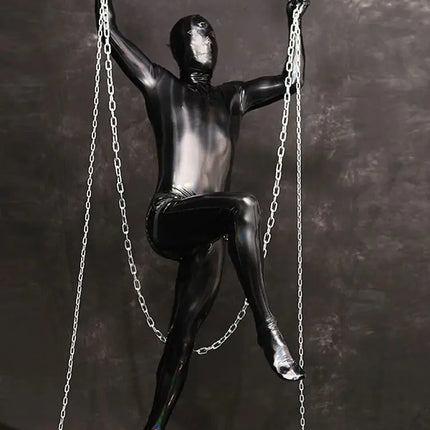 M-4XL Colorful Wet Look PVC Catsuit Shiny PU Leather Bodysuit Penis Sheath Tights Cosplay Leotard Zentai Conjoined Jumpsuit Body