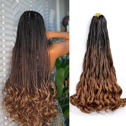 French Curl Braids Hair 22“Loose Wave Bouncy Synthetic Spiral Curls Braiding Hair Extensions Ombre Pre Stretched Hair For Women