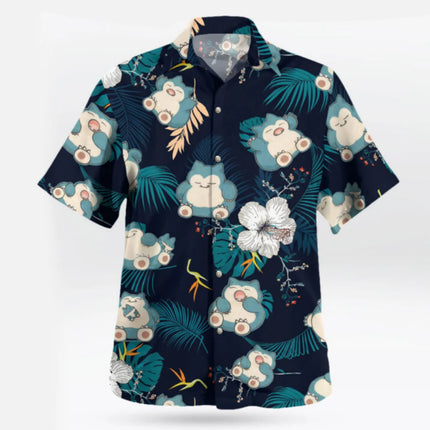 Snorlax Pokemon Hawaiian Shirt Tropical Anime Aloha Shirt Summer Sports Leisure Men's T-Shirt Children's Clothing Tee Y2k Woman