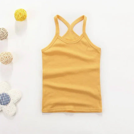 Children's Vests T-shirts Summer Boys Girls Cotton Sports Tops Waistcoat Solid Color Casual Kids Vest