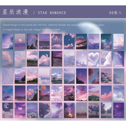 50sheets 50 Patterns Washi Paper Ins Stickers Book Aesthetic Scenery Sticker for Scrapbooking Journals Album Diary DIY Paers
