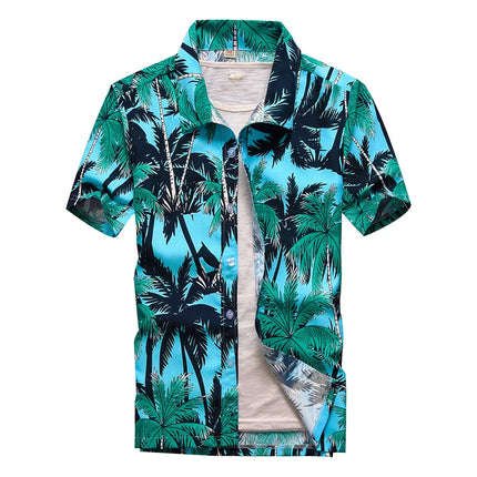 Fashion Mens Hawaiian Shirt Male Casual Colorful Printed Beach Aloha Shirts Short Sleeve Plus Size 5XL Camisa Hawaiana Hombre