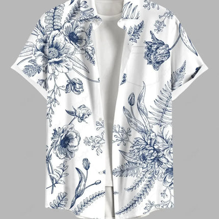 Fashion Men's Hawaiian Shirts 3D Printed Short Sleeved Button Down Lapel Shirts Oversized Tops Summer Casual Aloha Shirt For Men