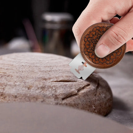 Bread Lame Dough Score Cutting Tools Wooden Scraper French Bakery Lame With 5 Blades Knife Arc Curved Slicer Cutter Bake Tools