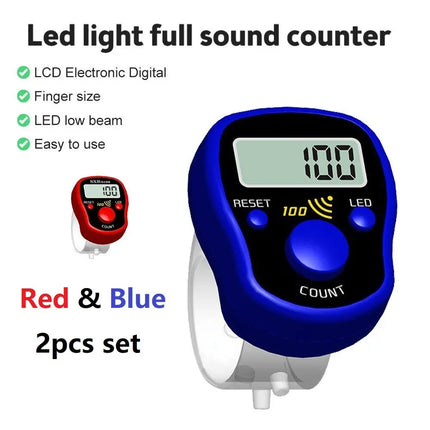 2pcs Set Mini Stitch Marker And Row Finger Counter LCD Electronic Digital Tally Counter by BeBosLook