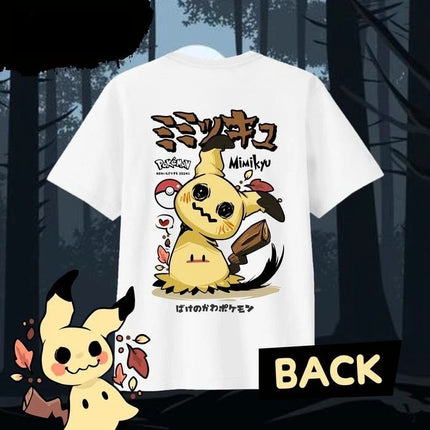 2025 Summer Pokémon Anime MIMIKYU 100% Pure Cotton Printed T-shirt Men Harajuku Loose Casual Versatile Short-sleeved Loose Y2k