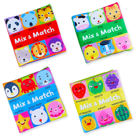Cartoon Animal Face Matching Cloth Book Torn Baby Stereo Cloth Book Montessori Early Educational Teaching Toddler Books Gifts