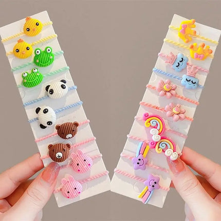 1 Set Children Cute Cartoon Flower Fruit Rubber Bands Hairpins Girls Lovely Hair Clips Kids Hair Bands Hair Accessories Gift