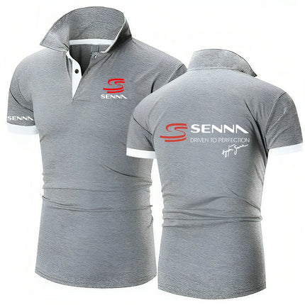 Men Polo Shirt Ayrton Senna Brazilian Formula 1 Legend Polo Shirts Graphic Oversized Breathable Streetwear TShirts S-8XL