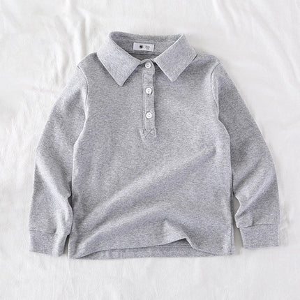 Little Kids Clothes Boys Long Sleeved Polo Shirts Solid Color Boys Shirts Children Spring Summer Polo Shirt School Tops Tee 1-7Y