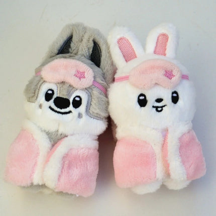 *-SKZOO Stray Kids Keychain Plush Toy Pajamas Eye Mask Keychain Decorative Animal Pink Series Mini Companion Doll DIY Products