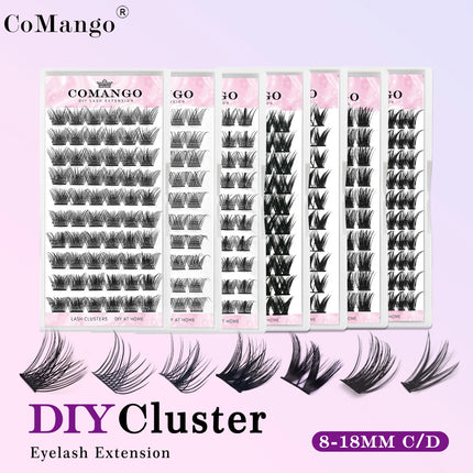 DIY Cluster Lashes For Personal Makeup 60 Pcs Wide Stem Clusters C D Curl 8-18mm CoMango Eyelash Extension