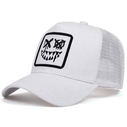 Unisex XX Smiling Face Embroidery Baseball Net Caps Spring and Summer Outdoor Adjustable Casual Hats Sunscreen Hat