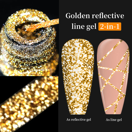 1/2pcs 5ml Reflective Glitter Liner Gel Polish Gold Sliver Sparkling Lines DIY Nail Art Painting Gel Semi Permanent UV Gel