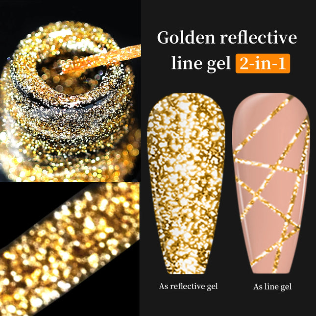 1/2pcs 5ml Reflective Glitter Liner Gel Polish Gold Sliver Sparkling Lines DIY Nail Art Painting Gel Semi Permanent UV Gel
