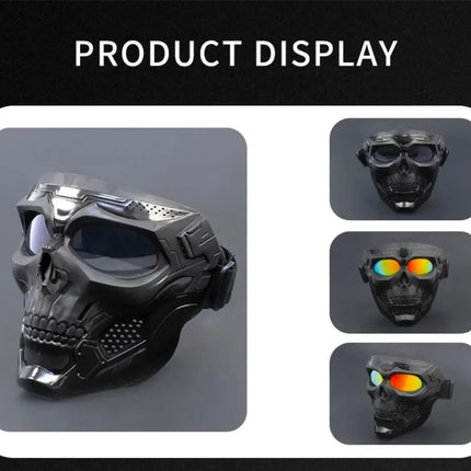 Cycling Colorful Goggles Motorcycle Skull Mask Riding Windproof Full Face Mask Paintball Game Tactical Protective Helmet Mask