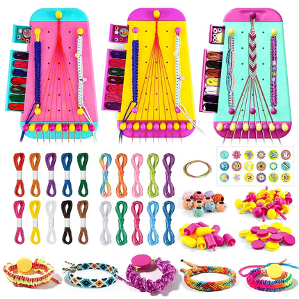 Friendship Bracelet Making Kit with Braiding Board, 2-in-1 Hair Braid & Bracelet Craft Set for Girls, DIY Jewelry Making Toys
