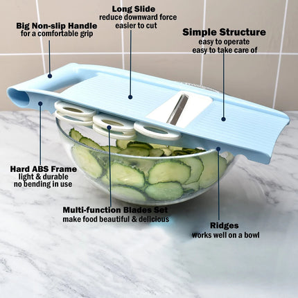 5 in 1 Mandoline Slicer for Kitchen Vegetable Slicer Multi Blade Potato Chip, Veggie Slicer, Vegetable Cutter, Julienne Shredder